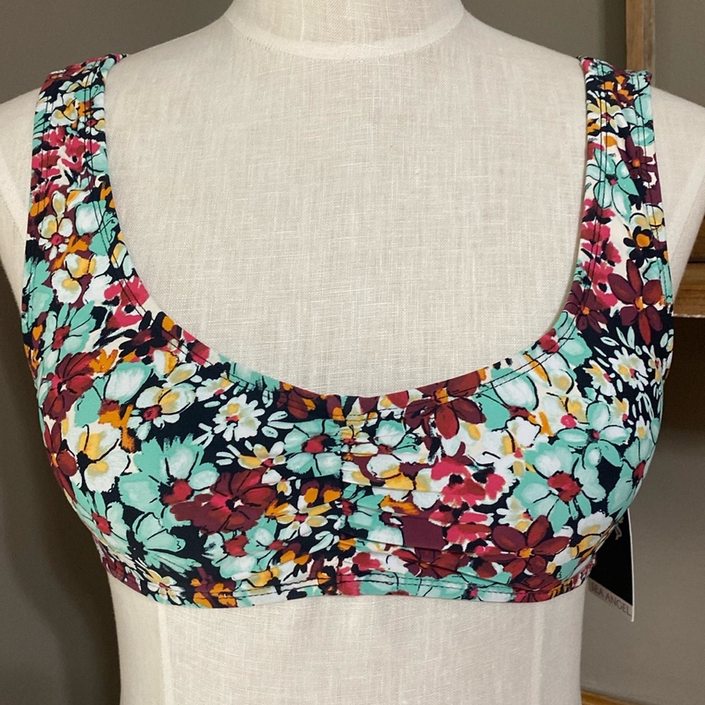 Sea Angel Floral Print Cinch Crop Bikini Top size Medium